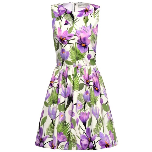 Alice + Olivia Joyce Floral Lavender White Mini Dress - Picture 4 of 12
